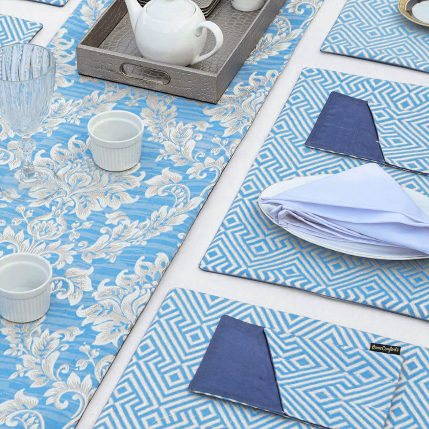 Majestic Bonanza Pearl Blue Table Runner