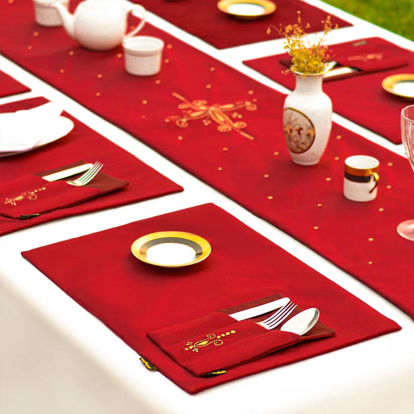 Ashfield Embroidered Velvet Table Runner