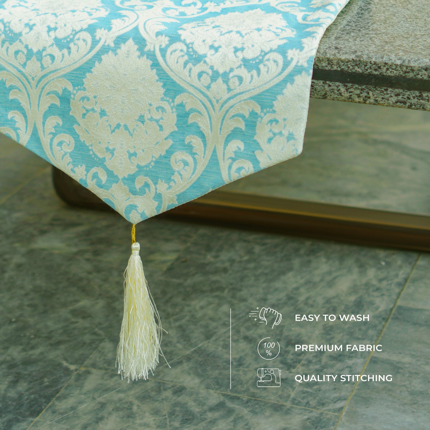 Carlson Coral Blue Table Runner