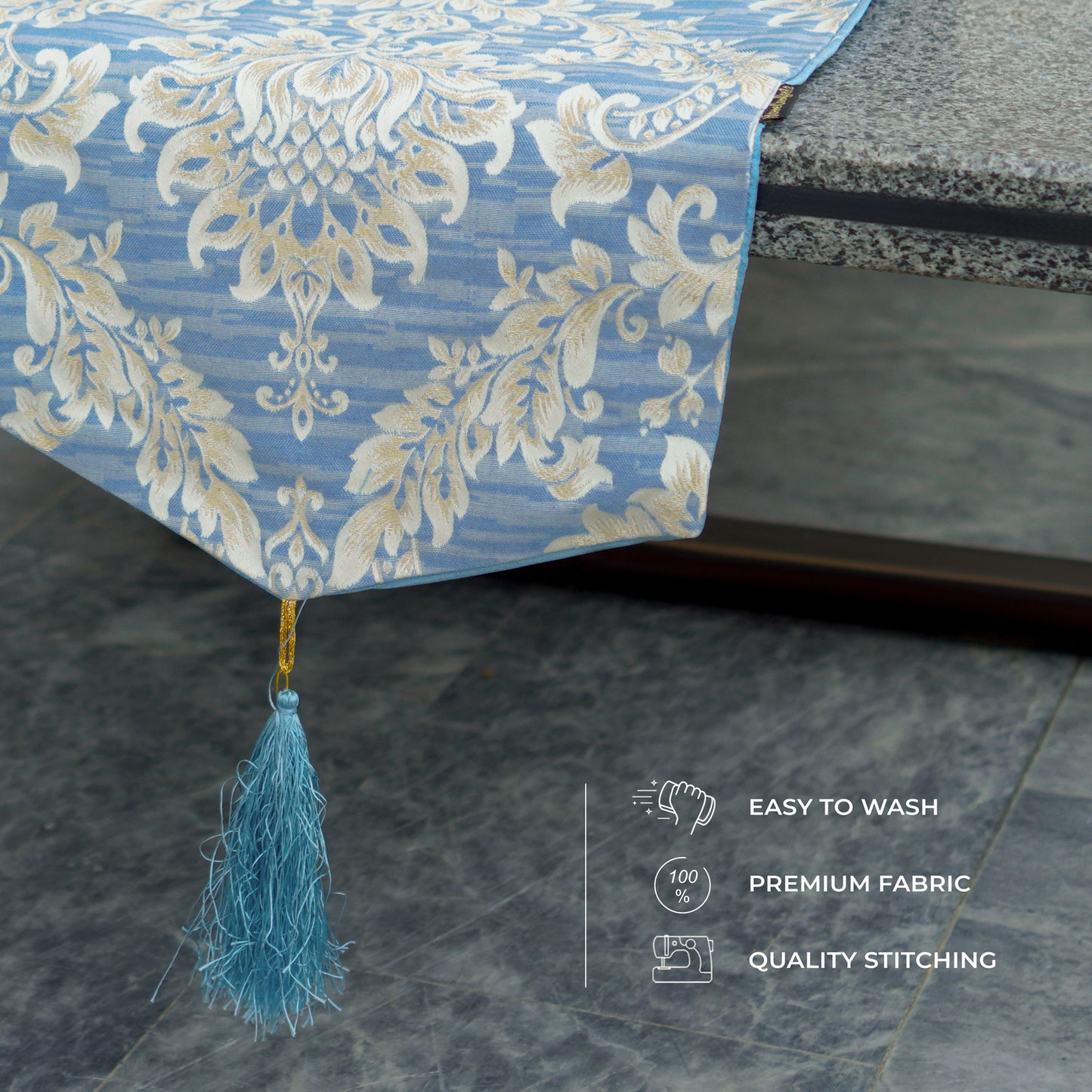 Majestic Bonanza Pearl Blue Table Runner