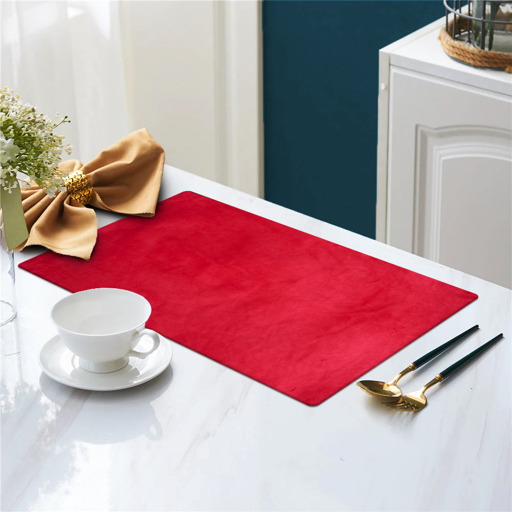 Ashfield Plain Maroon Velvet Table Mats