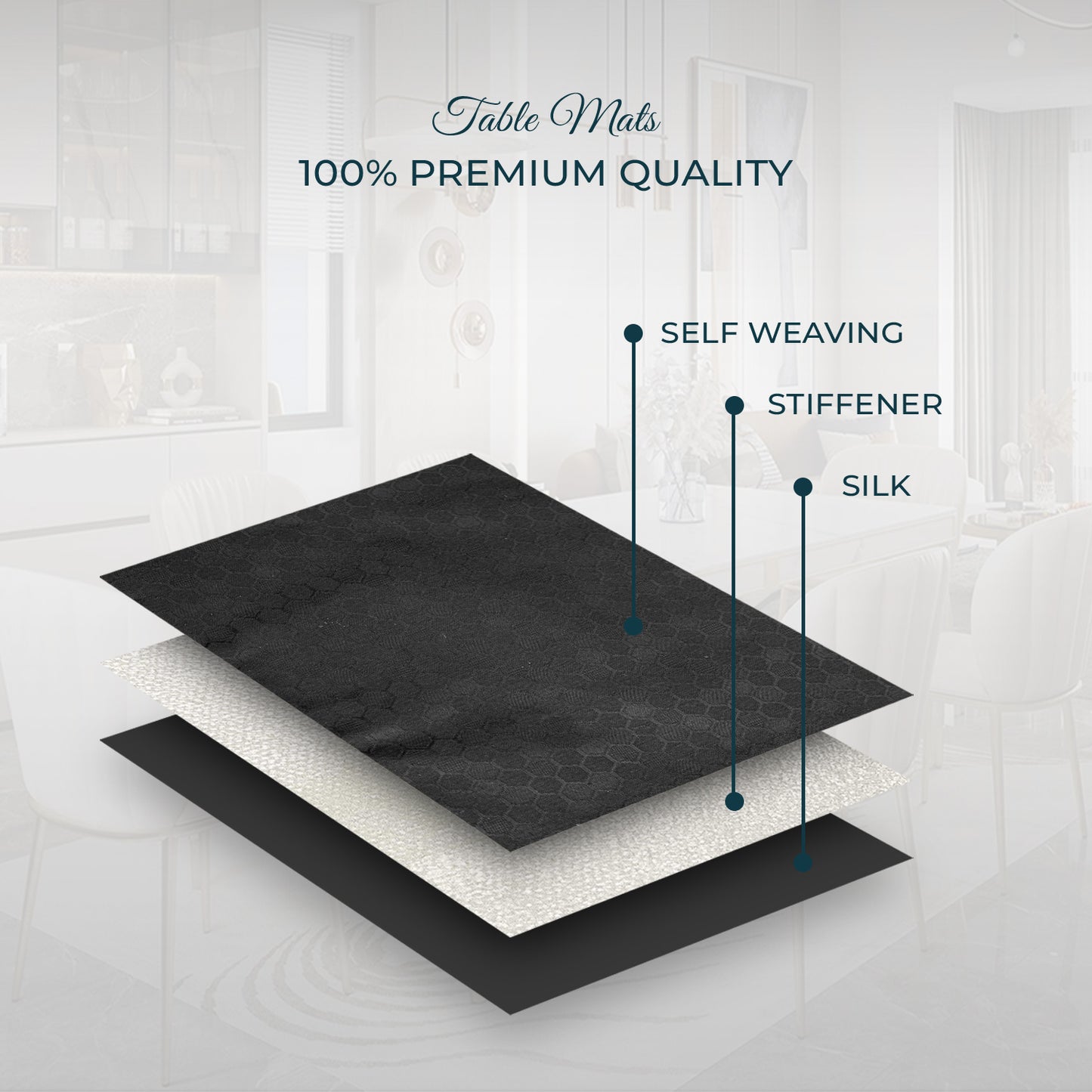Juniper Leaf Night Black Table Mats