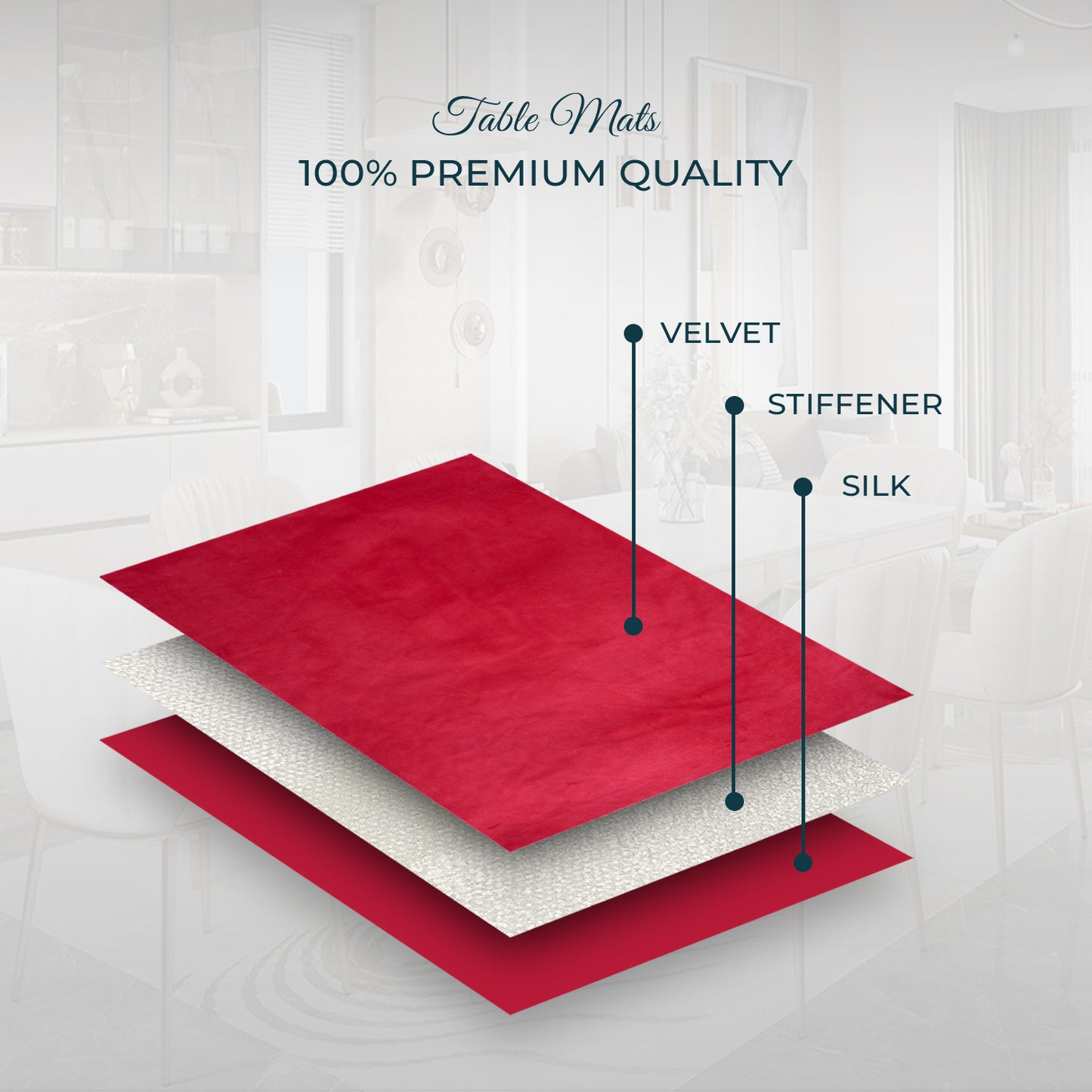 Ashfield Plain Maroon Velvet Table Mats