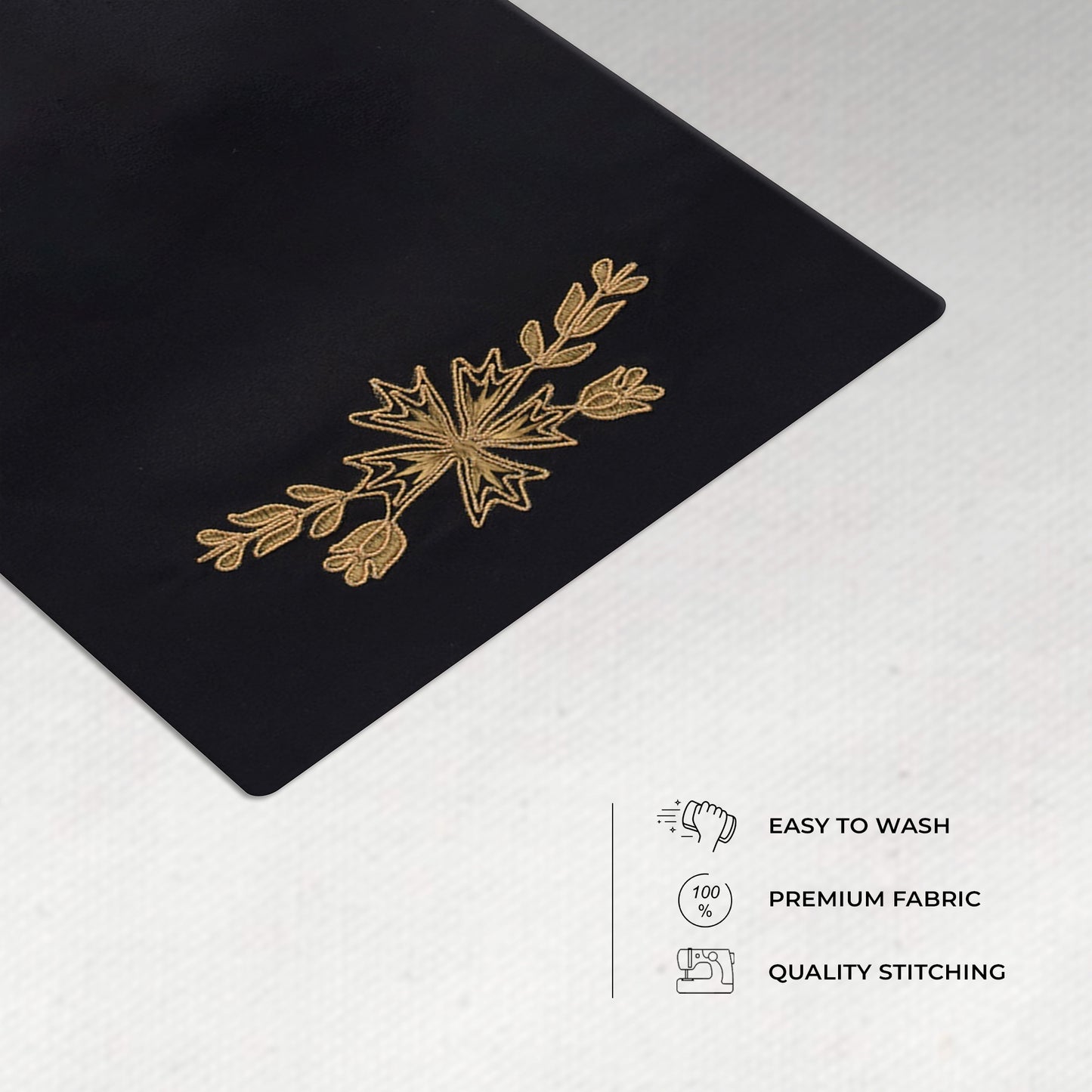 Black Lotus Embroidered Velvet Table Mats