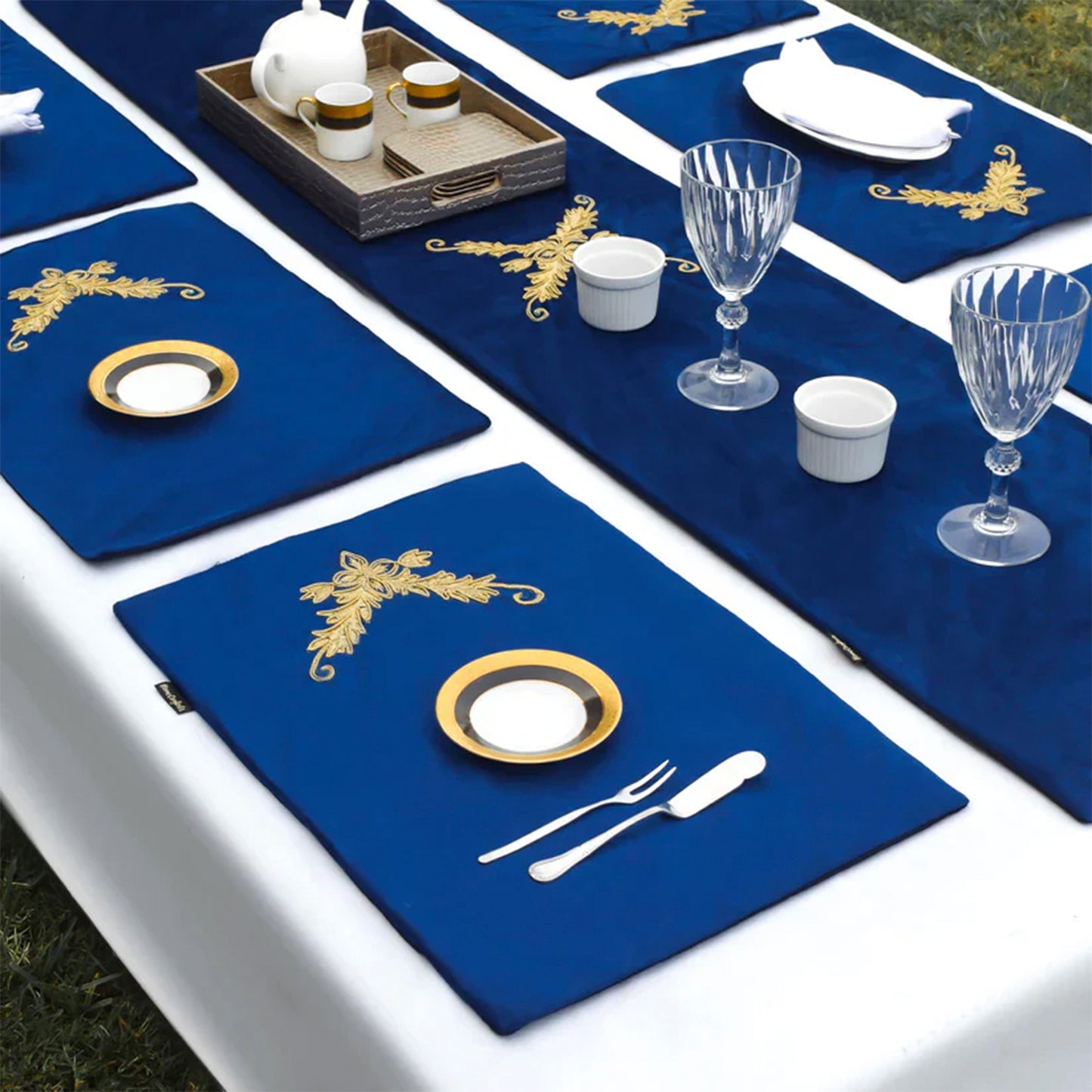 Royal Symphony Embroidered Velvet Table Runner