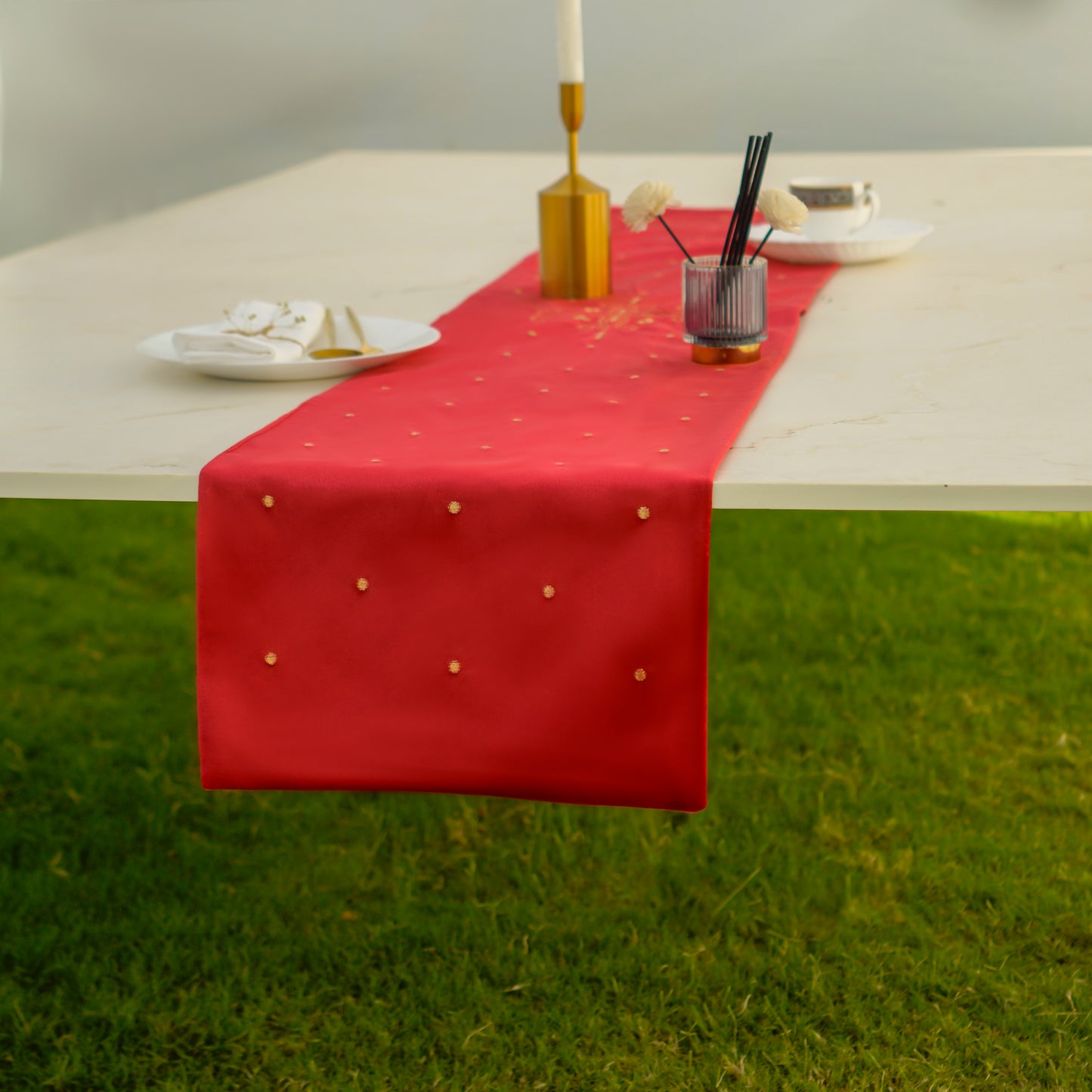 Ashfield Embroidered Velvet Table Runner