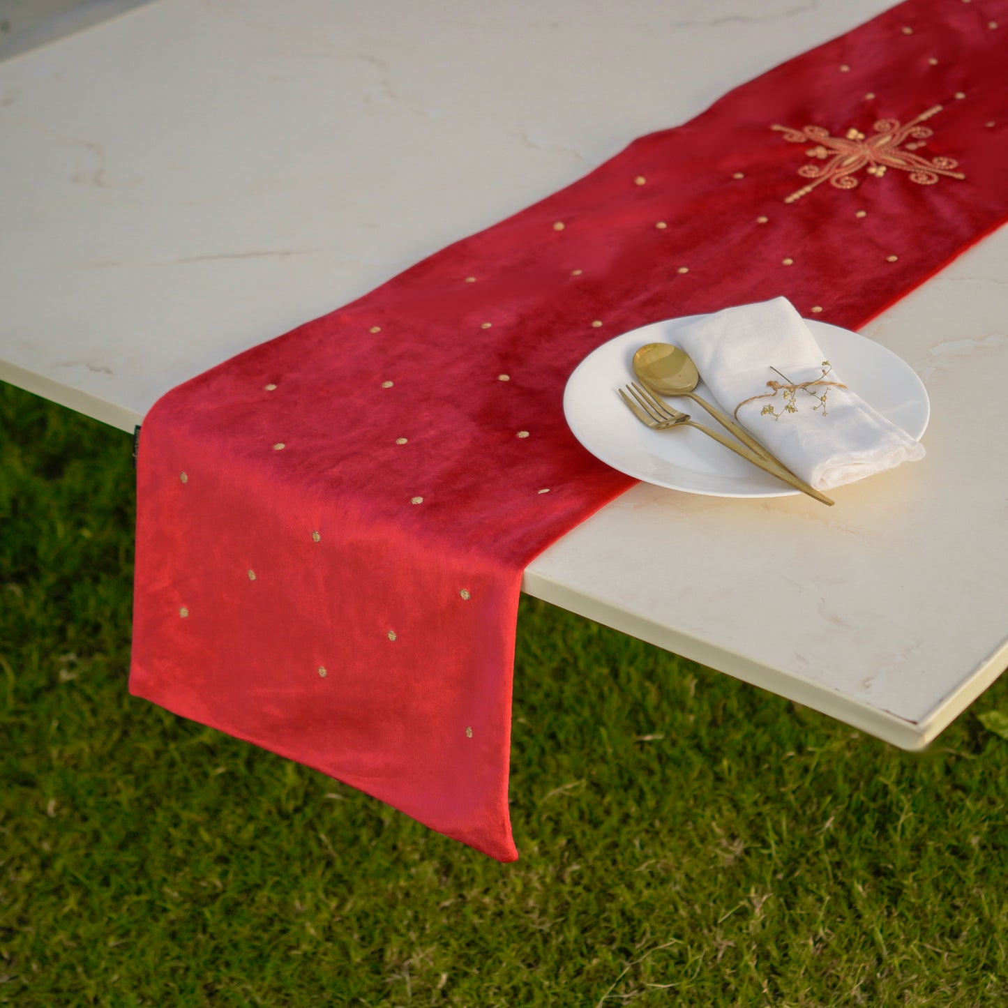 Ashfield Embroidered Velvet Table Runner