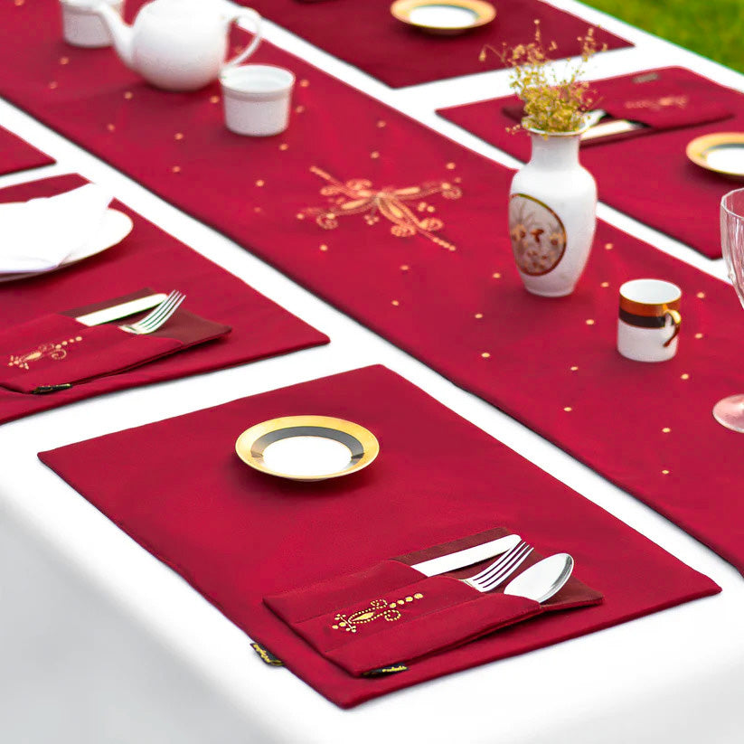 Ashfield Plain Maroon Velvet Table Mats