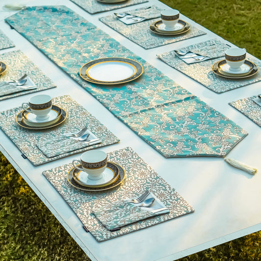 Regal Vines Turquoise Pearl Table Set