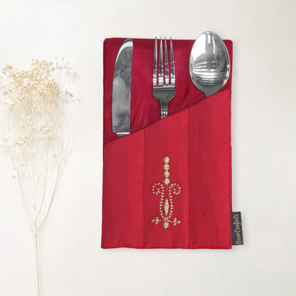 Ashfield Embroidered Velvet Cutlery Holder