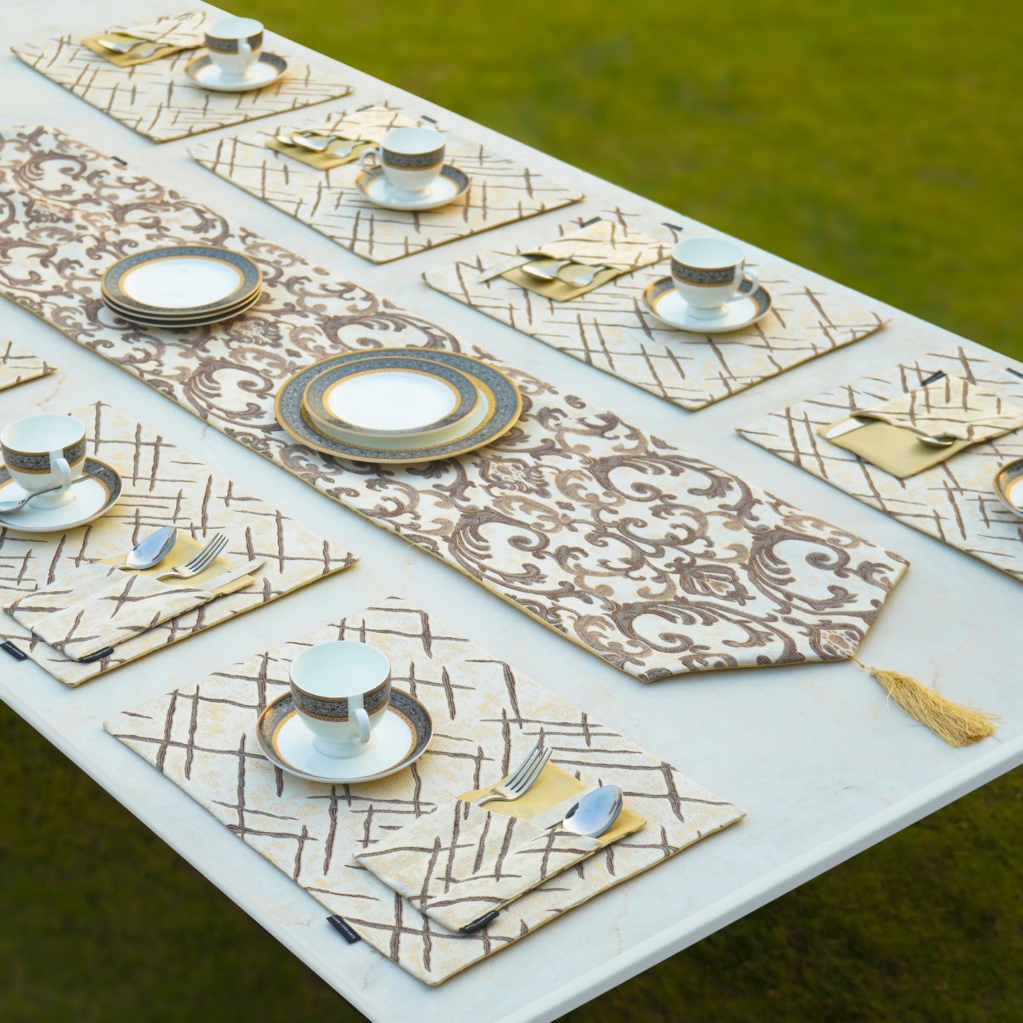 Imperial Brocade Mocha Gold Table Runner
