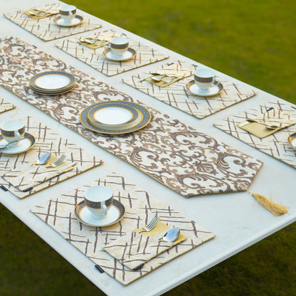 Imperial Brocade Mocha Gold Table Runner