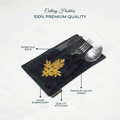 Noir Blossom Black Velvet Table Set