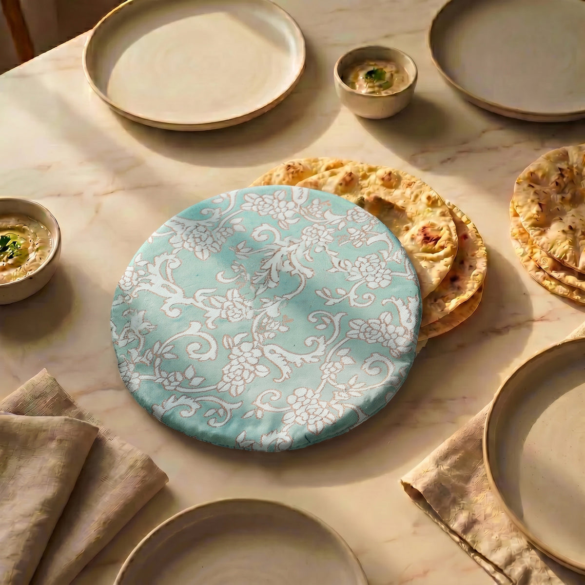 Regal Vines Turquoise Pearl Roti Pouch