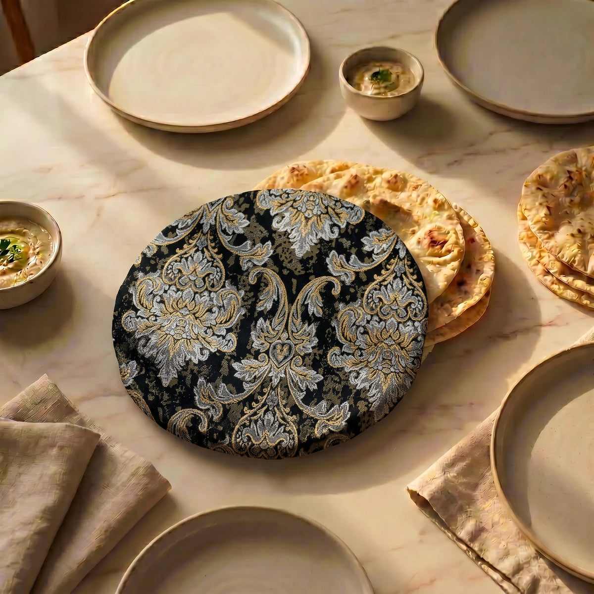 Majestic Tapestry Noir Black Roti Pouch
