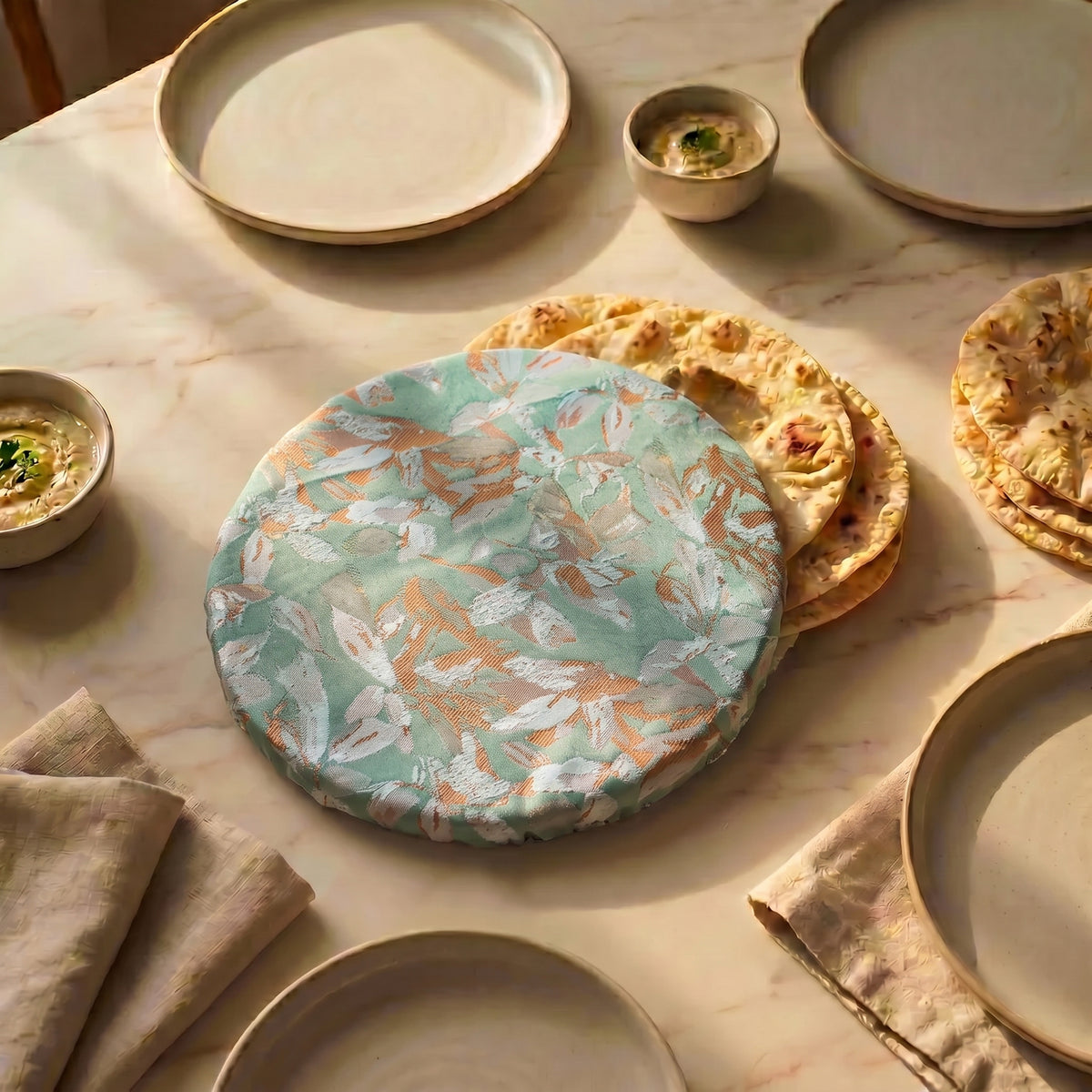 Floral Mirage Turquoise Pearl Roti Pouch
