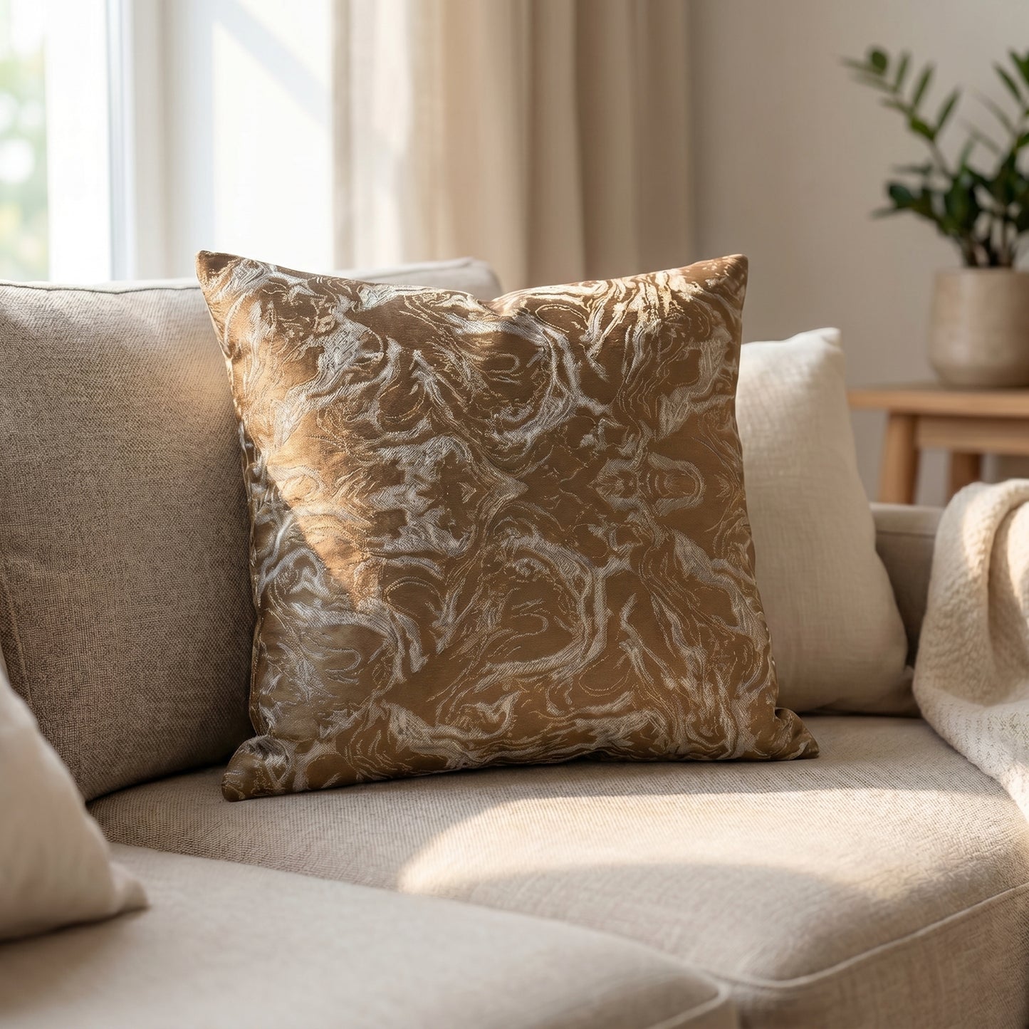 Marble Weave Burnt Caramel Cushion Cover