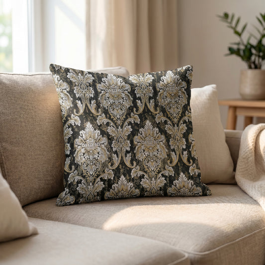 Majestic Tapestry Noir Black Cushion Cover