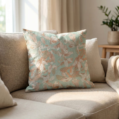 Floral Mirage Turquoise Pearl Cushion Cover