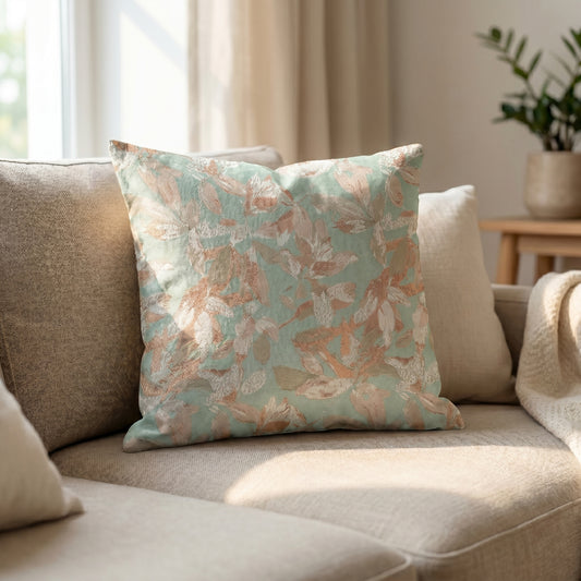 Floral Mirage Turquoise Pearl Cushion Cover