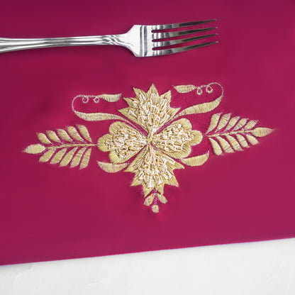 Spectrum Velvet Maroon Embroidered Table Set