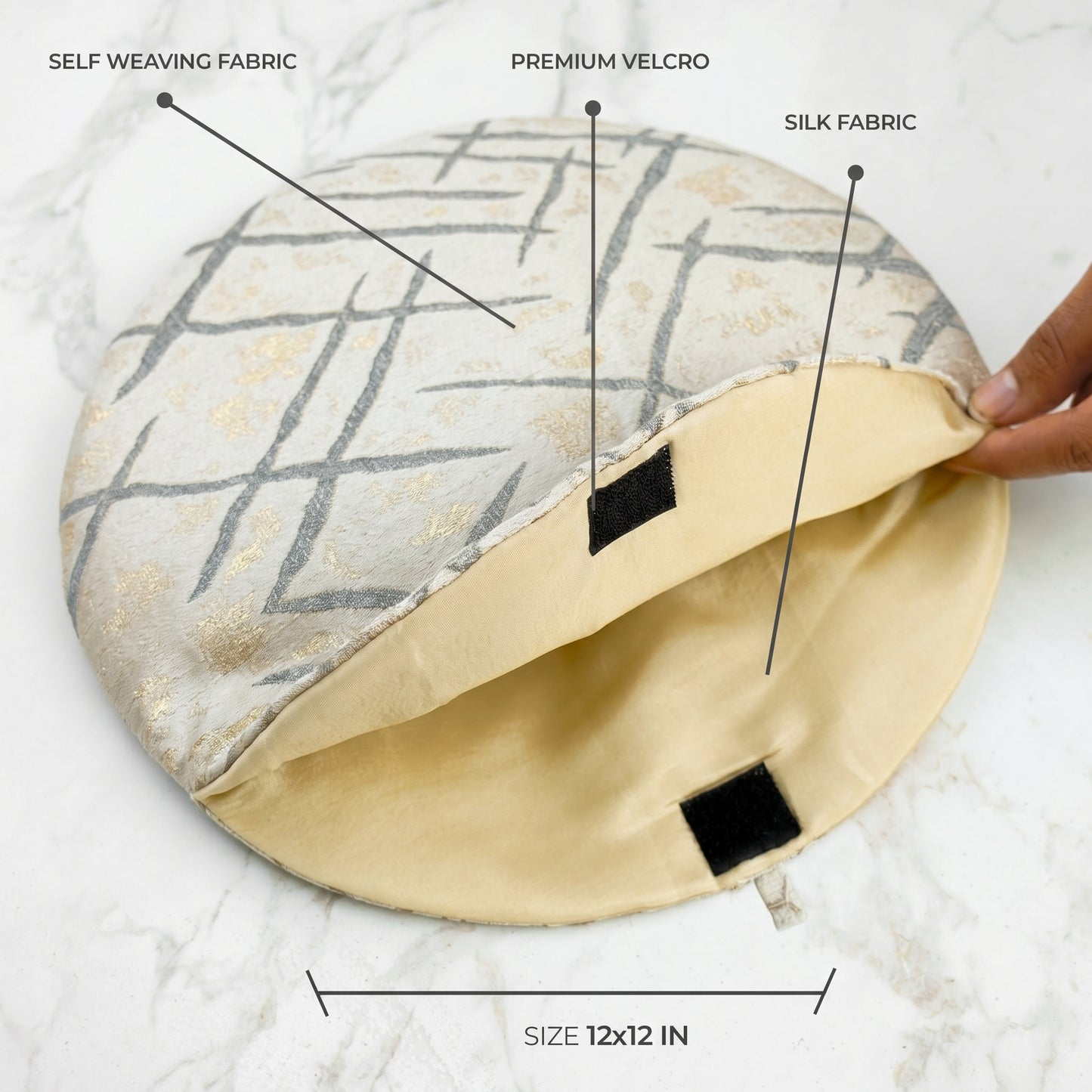 Imperial Brocade Grey Mist Roti Pouch