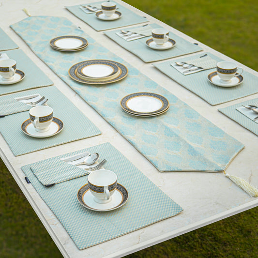 Regal Check Aqua Beige Table Set