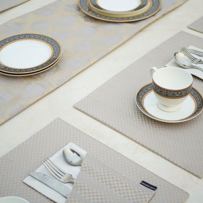 Regal Check Grey Cream Table Set