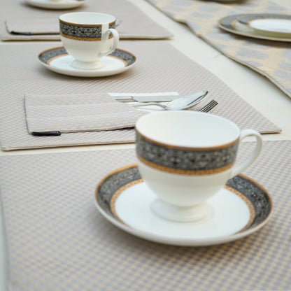 Regal Check Grey Cream Table Set