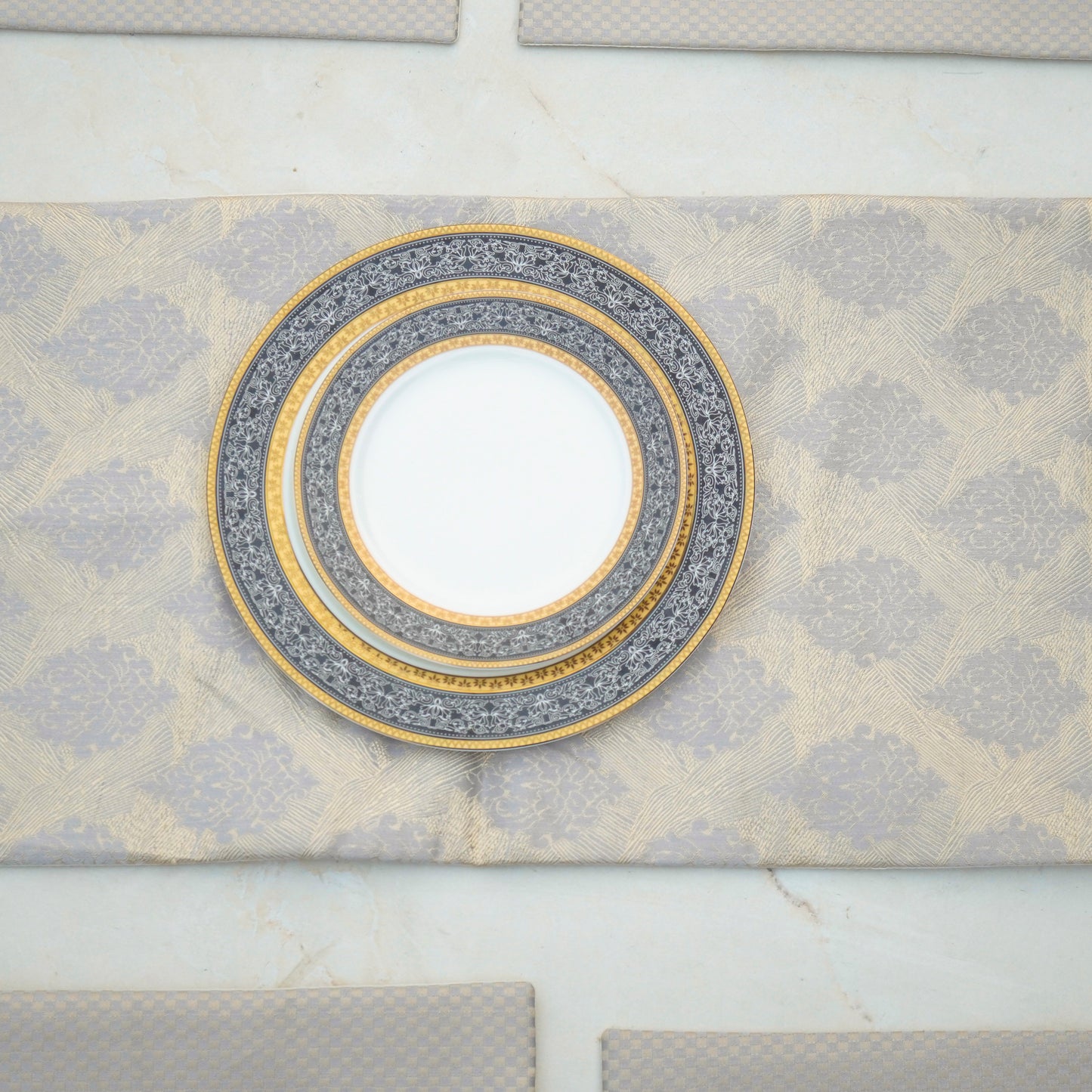 Regal Check Grey Cream Table Set