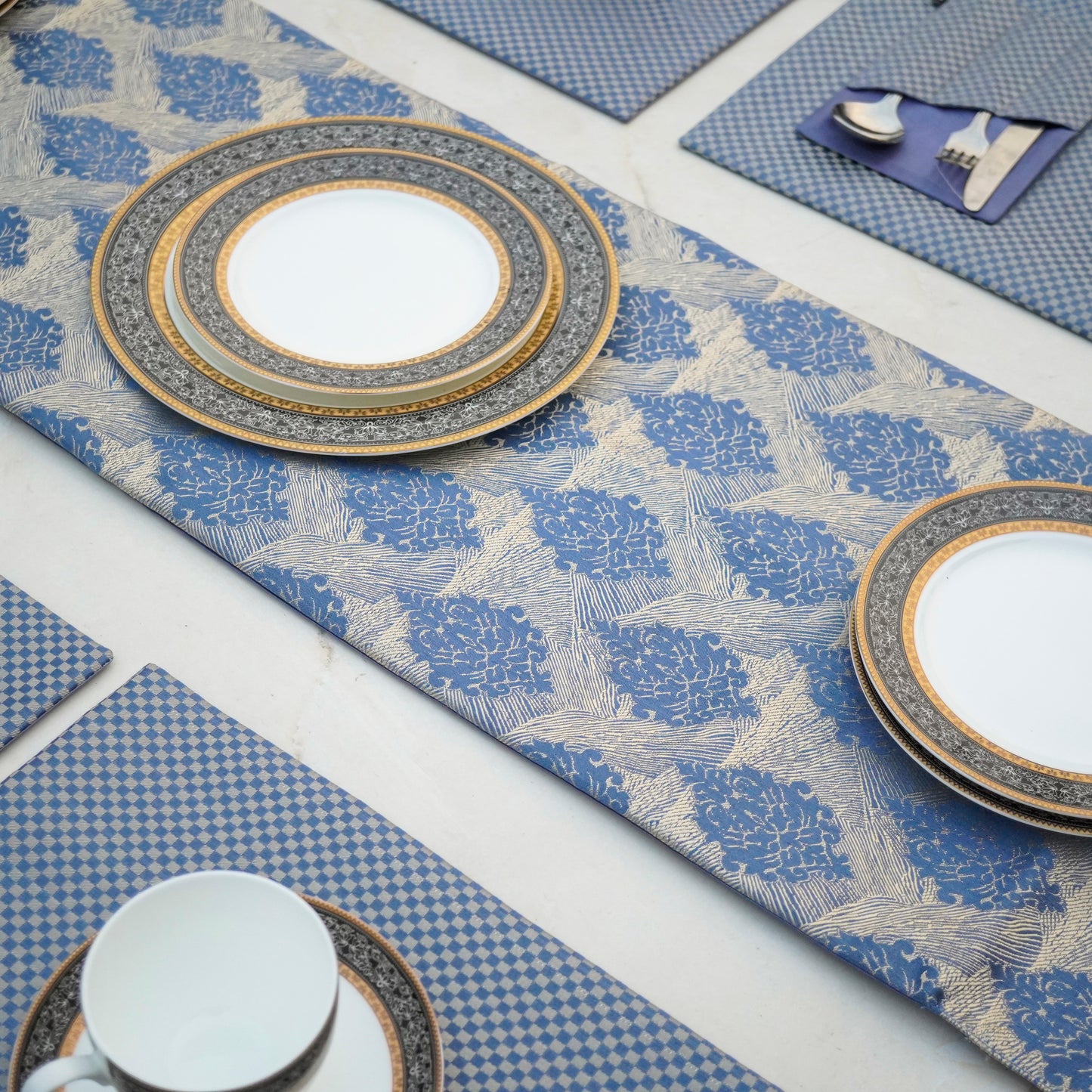 Regal Check Royal Blue Table Set