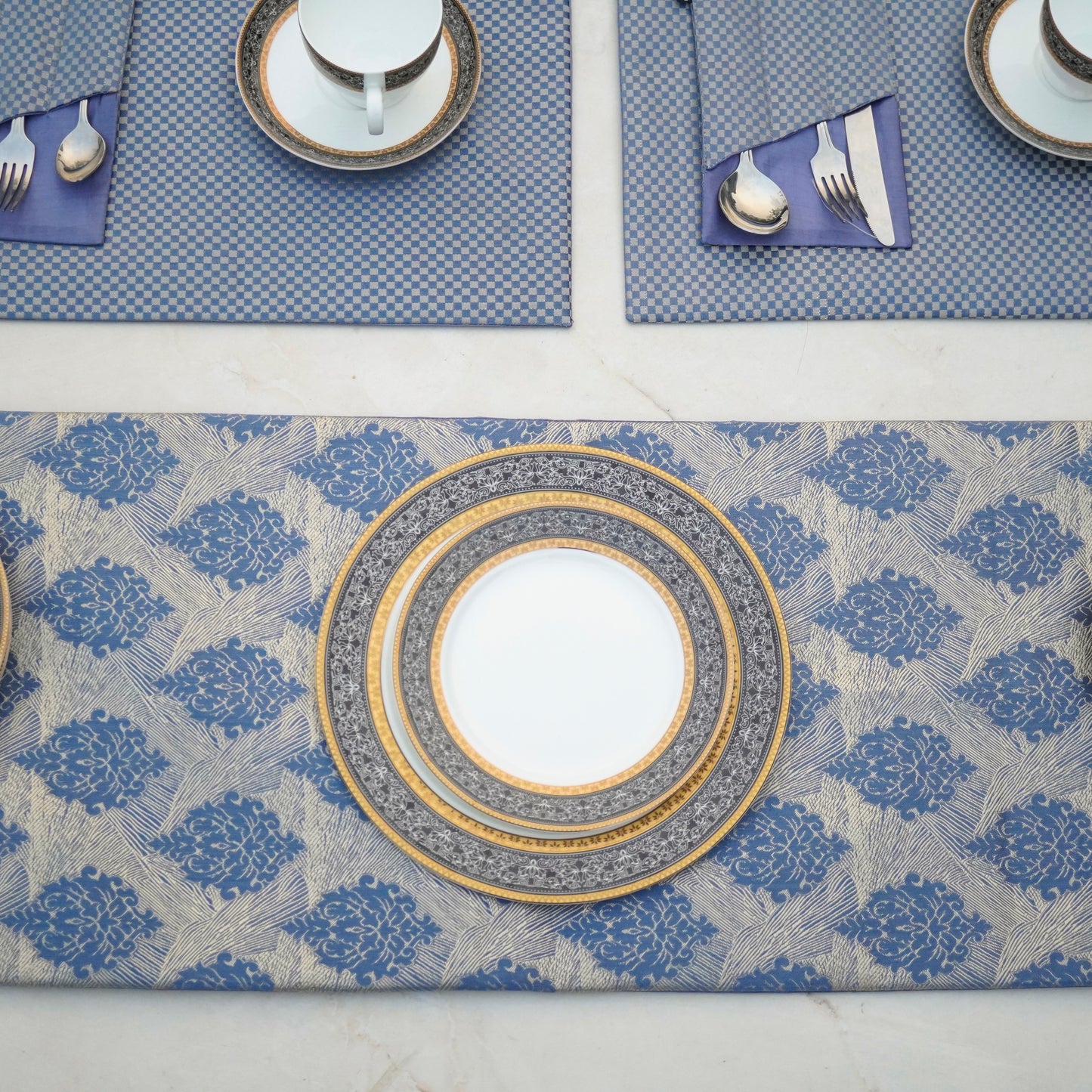 Regal Check Royal Blue Table Set