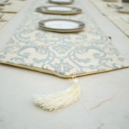 Imperial Brocade Grey Mist Table Runner
