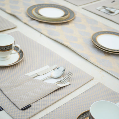 Regal Check Grey Cream Table Set