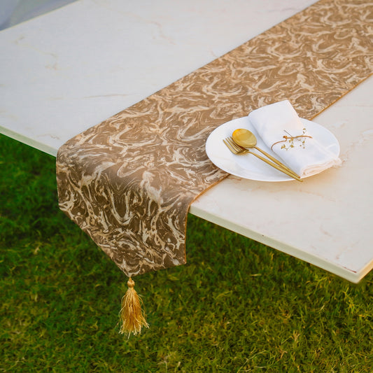 Marble Weave Burnt Caramel Table Runner