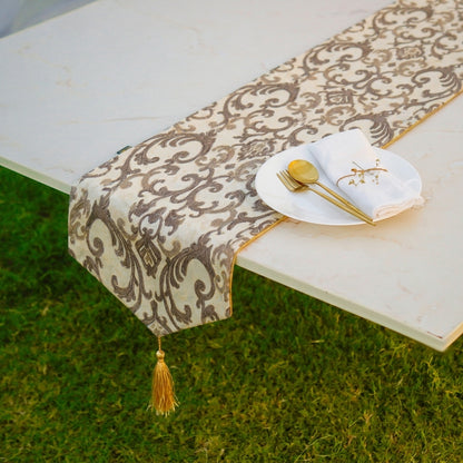 Imperial Brocade Mocha Gold Table Runner