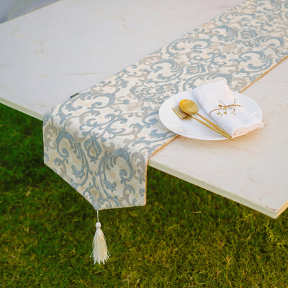 Imperial Brocade Grey Mist Table Runner