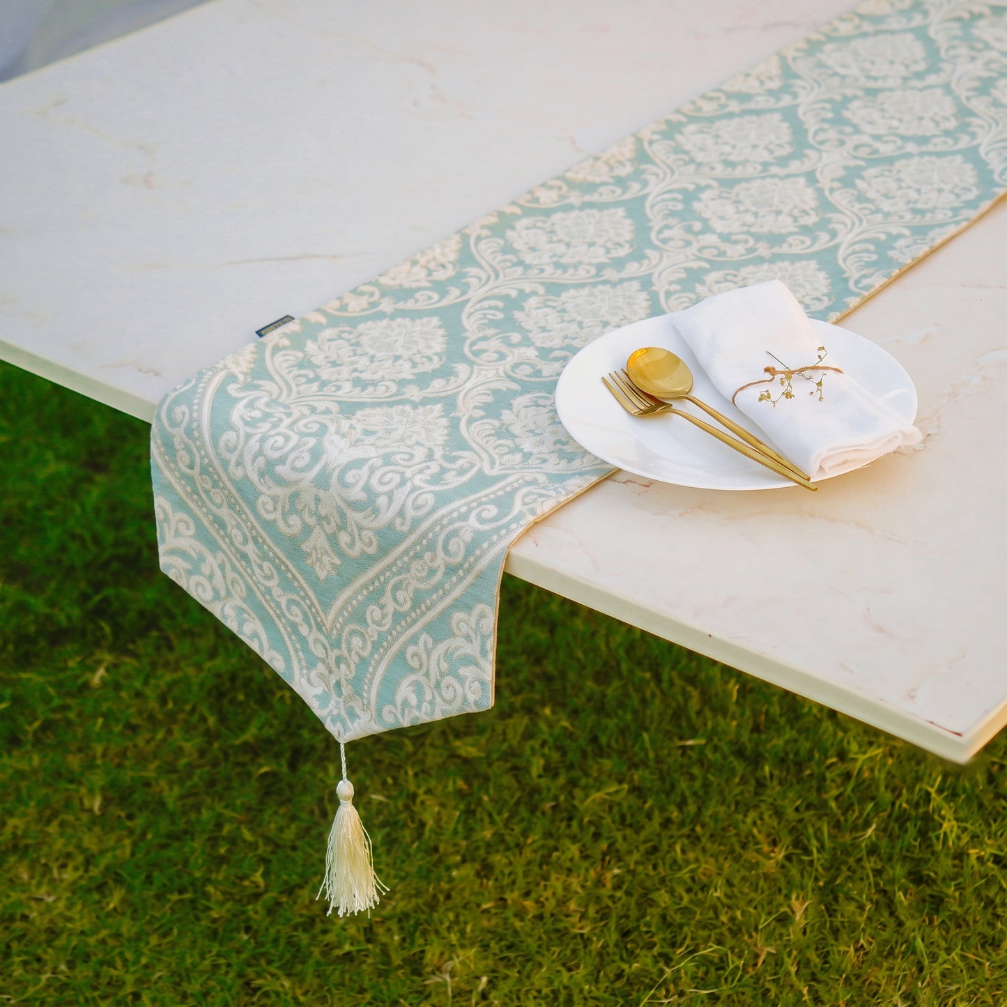 Tribal Luxe Mint Green Table Runner