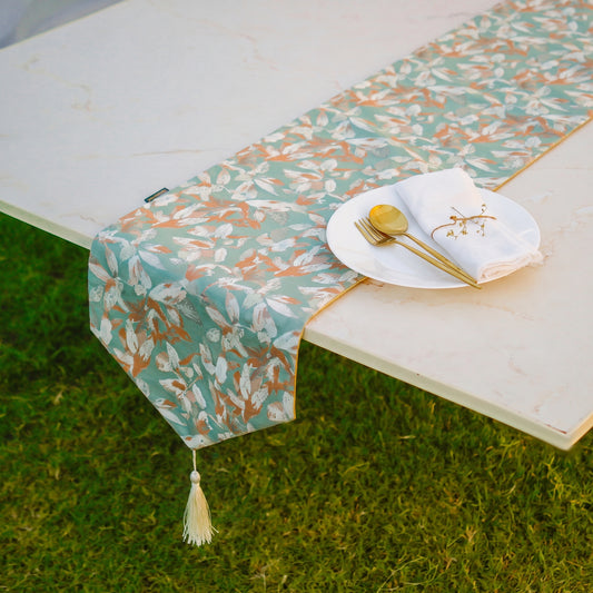 Floral Mirage Turquoise Pearl Table Runner