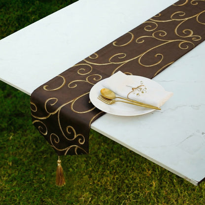 Cosmos Curl Choco Brown Table Runner