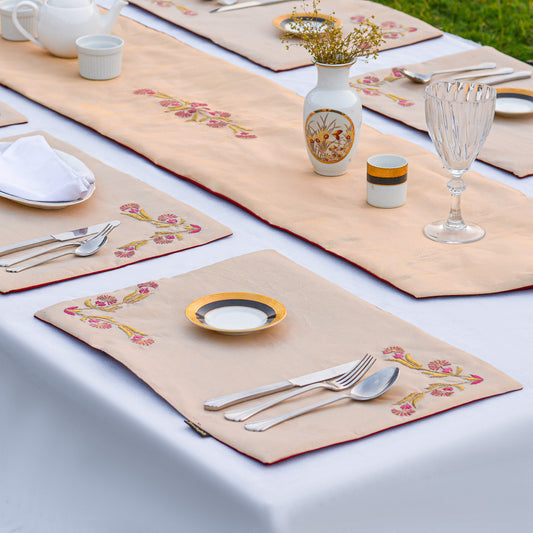 Daffodil Tissue Skin Embroidered Table Set