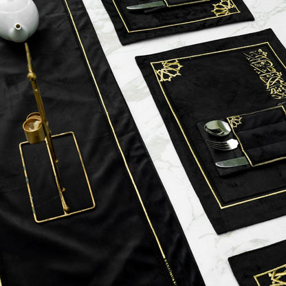 Noor Black Velvet Table Set