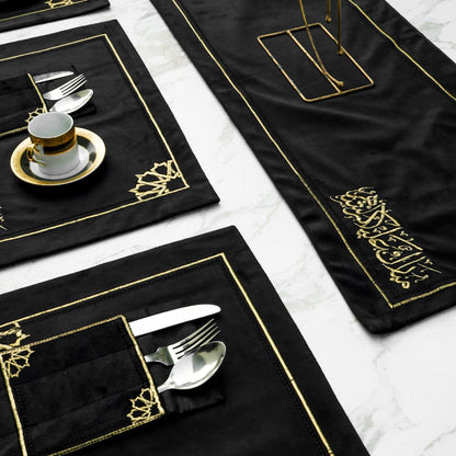 Noor Black Velvet Table Set