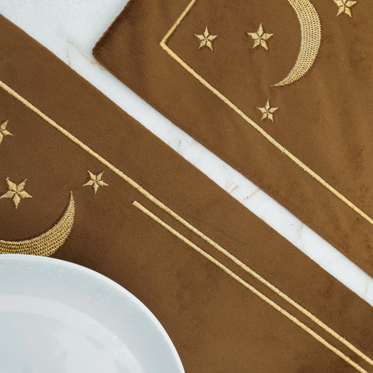 Misk Brown Velvet Table Set