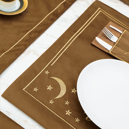 Misk Brown Velvet Table Set