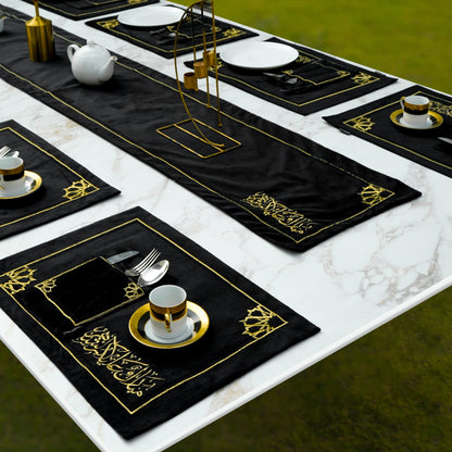 Noor Black Velvet Table Set