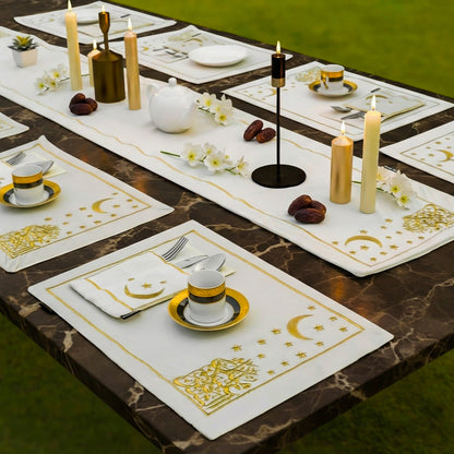 Safa White Velvet Table Set