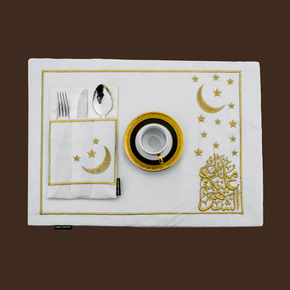 Safa White Velvet Table Set
