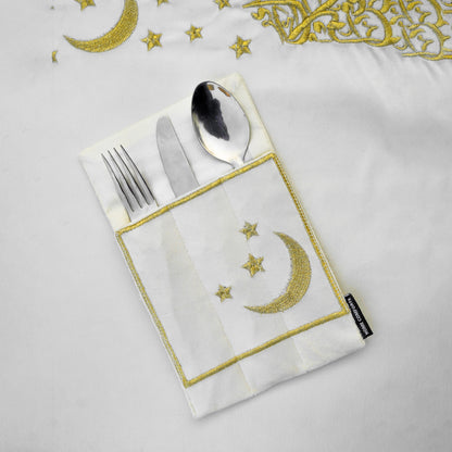 Safa White Velvet Table Set